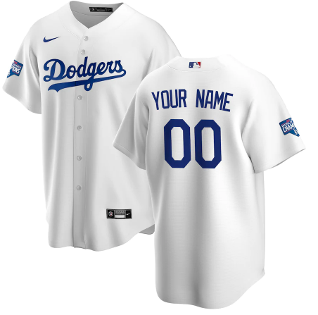 Men's Los Angeles Dodgers ACTIVE PLAYER Custom White 2020 World Series Champions Home Patch Stitched Jersey
